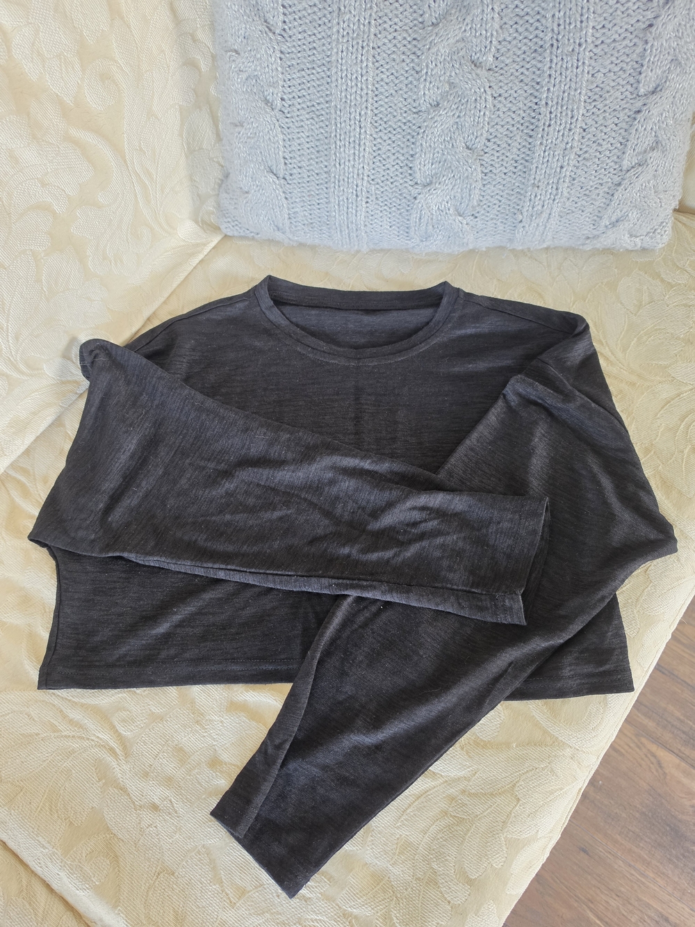 Charcoal Long Sleeve Crop Top - Soft Jersey